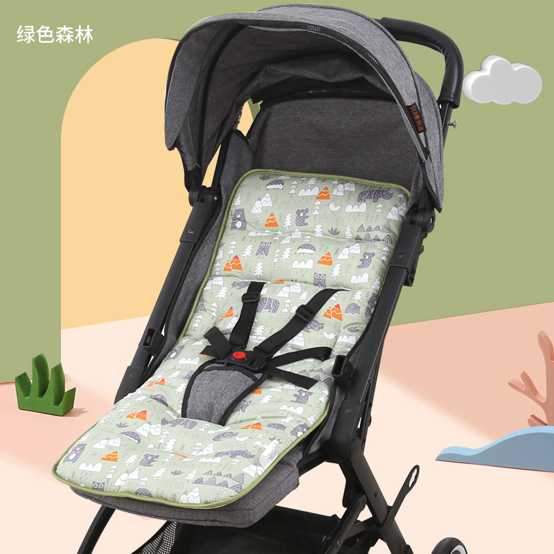 Baby Stroller Seat Cushion, Pure Cotton, Double-Sided, Thickeneded, Warm, Soft and Comfortable, Universal for All Seasons, Ice Silk Breathable Summer