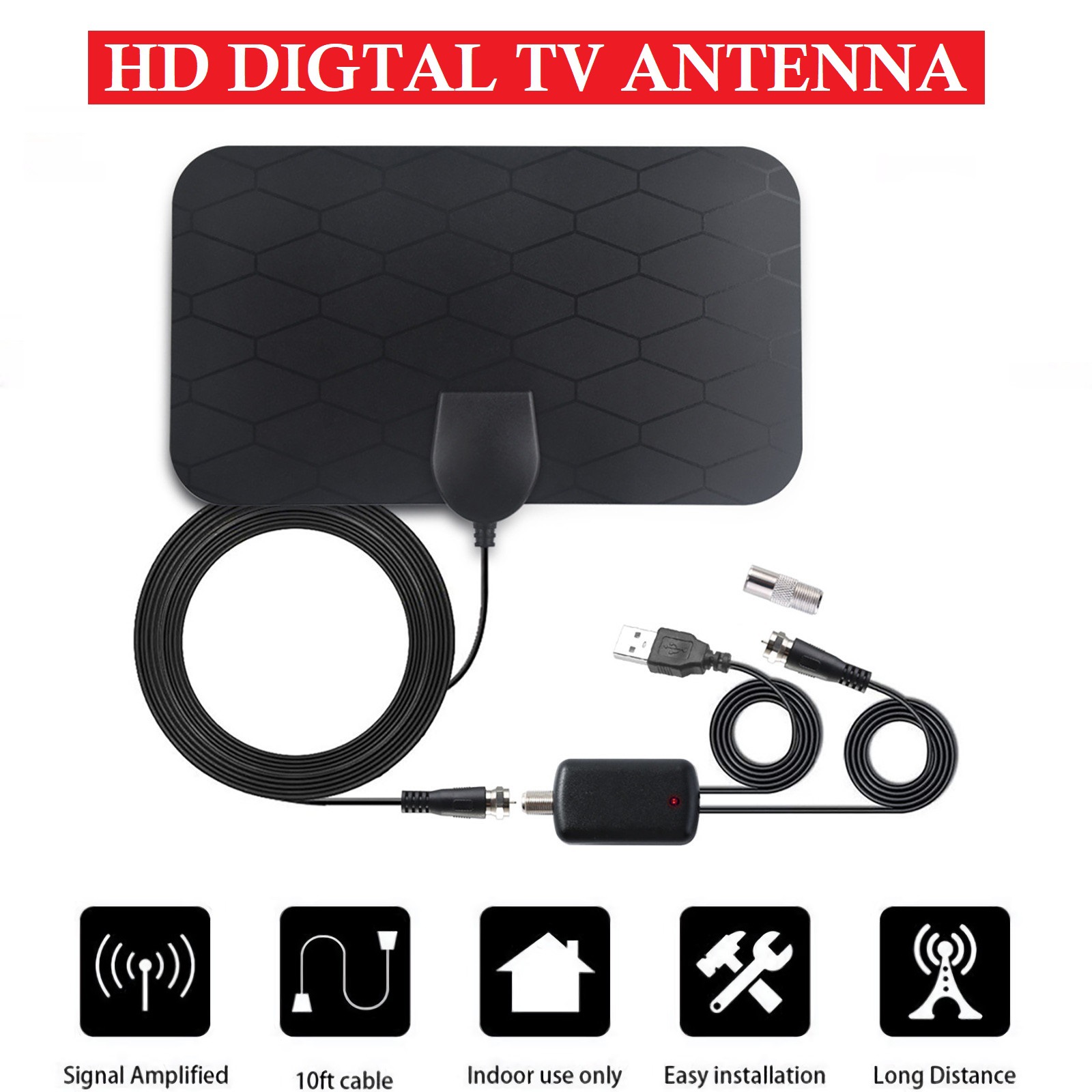 3000Miles 1080p HD digital TV antenna DVB-T2 TV antenna with amplifier booster