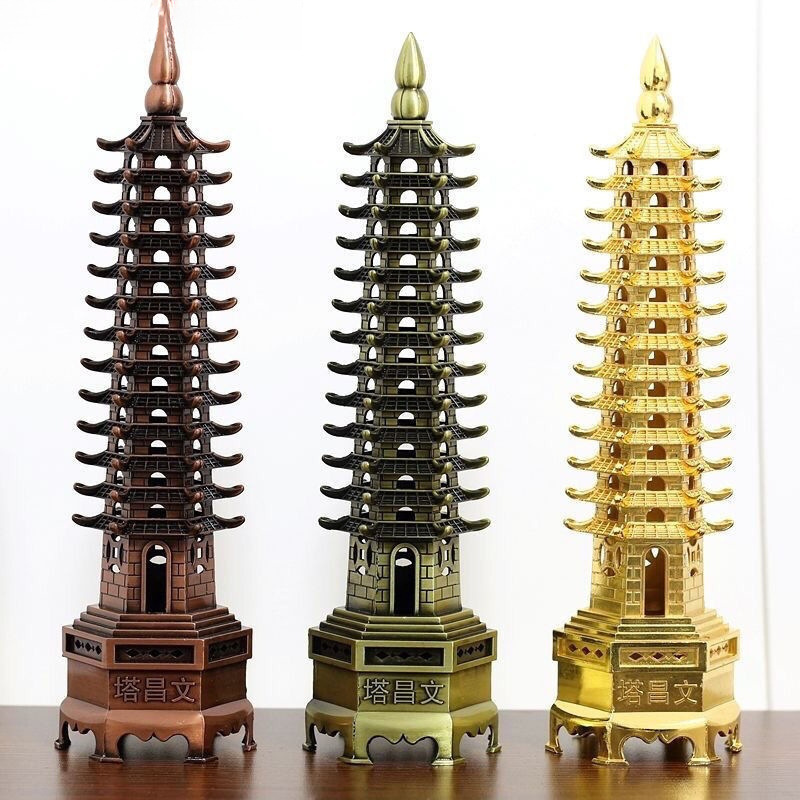 Pure Copper Wenchang Tower Thirteen Floors Nine Floors Seven Floors Thirteen Floors 13 Floors All Brass Student Bedroom Desk Ornaments