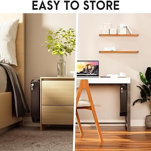 Amazon Side-mounted Pistol Box Gun Box Blue Light Silent Fingerprint Password Key Bedside Table Desk Pistol Box Wholesale