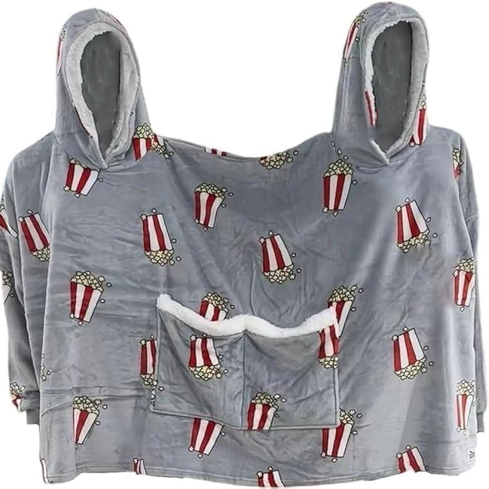 Autumn and Winter New Popcorn Couple Pajamas Creative Warm Intimate One-Piece Home Clothes Drama Blanket Couple Onesies