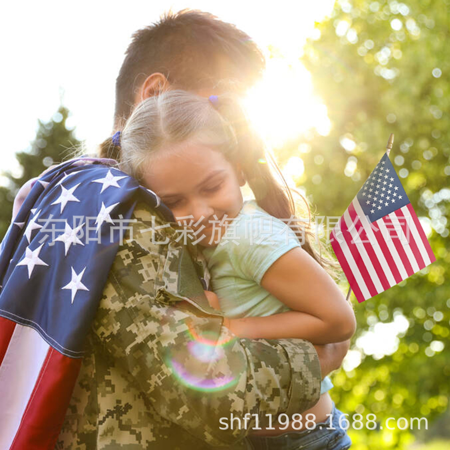 American Flag Wooden Flagpole Handheld Flag Independence Day Veterans Day Polyester Fabric Polyester-Cotton Flag Can Be Printed on the Flagpole