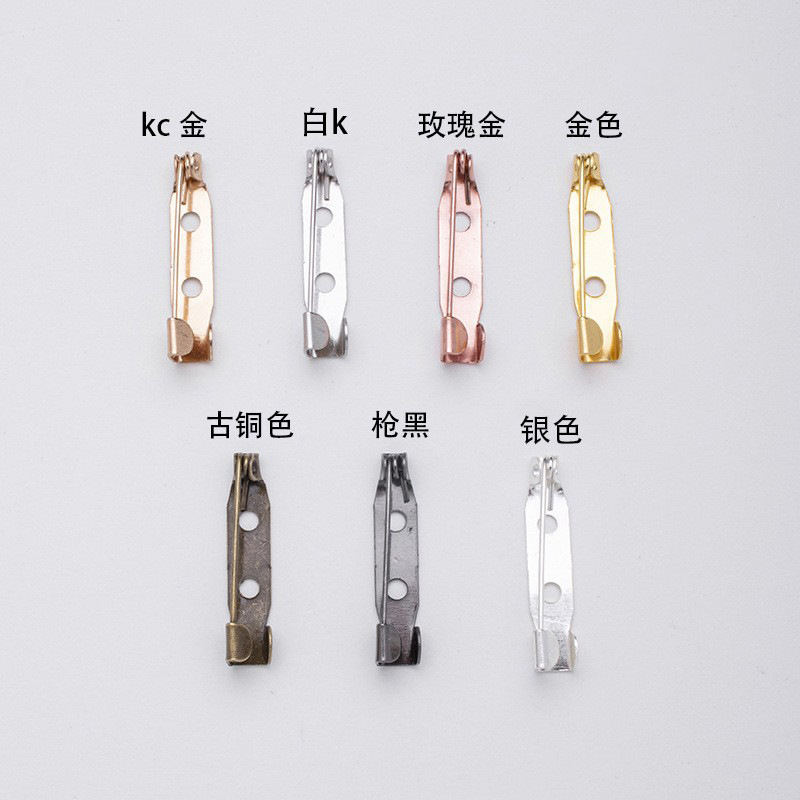 Manufacturer Wholesale Colorful Electroplated Perforated Pins with Lock Head Decorative Brooches, Various Specifications of Metal Simple Pins with Safety Clasp