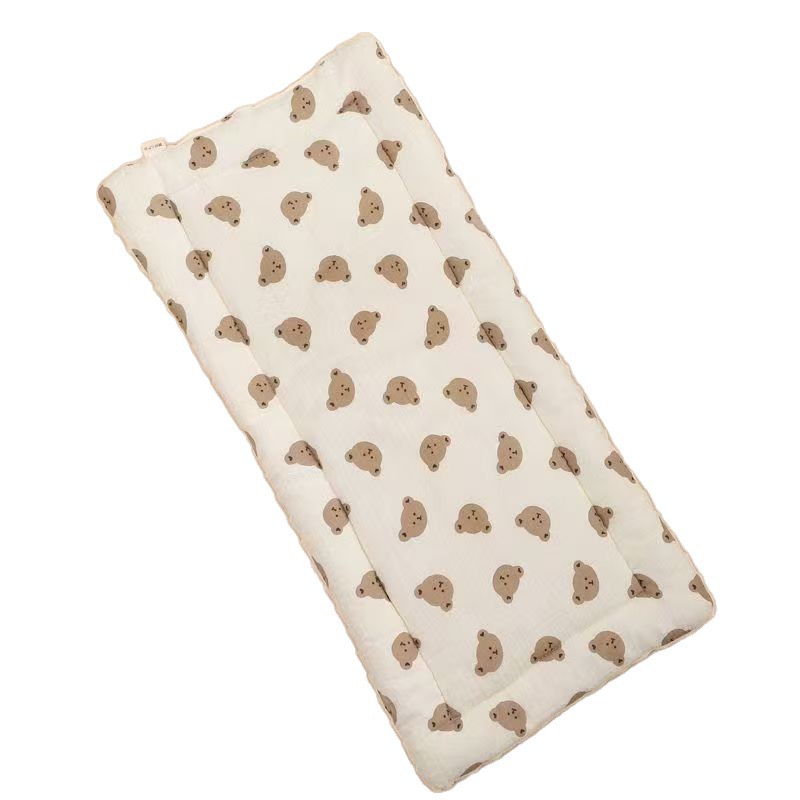 Stroller Mat New Wrinkled Gauze Double-Sided Cartoon Print Baby Outing Cushion Bean Velvet Soft and Comfortable for Infants and Young Children