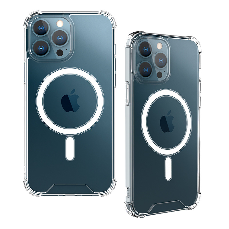 Подходит для 13Promax Прозрачный противоударный чехол Magsafe с магнитным всасыванием Новый жесткий чехол Apple Безналоговый магазин чехлов для мобильных телефонов