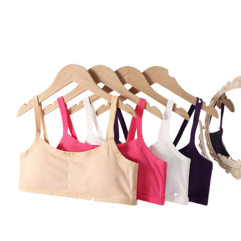 In-Stock Student Cotton Underwear Without Underwire, Back Pleated, Thin, Anti-Exposure, Sexy, Beautiful Back, Young Girl Underwear, Outerwear