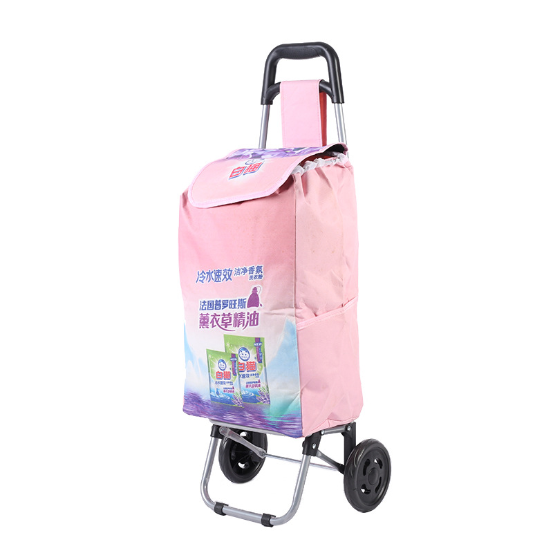 Customized Grocery Shopping Cart with Printed Logo, Supermarket Shopping Cart for the Elderly, Convenient Foldableing Oxford Cloth Trolley