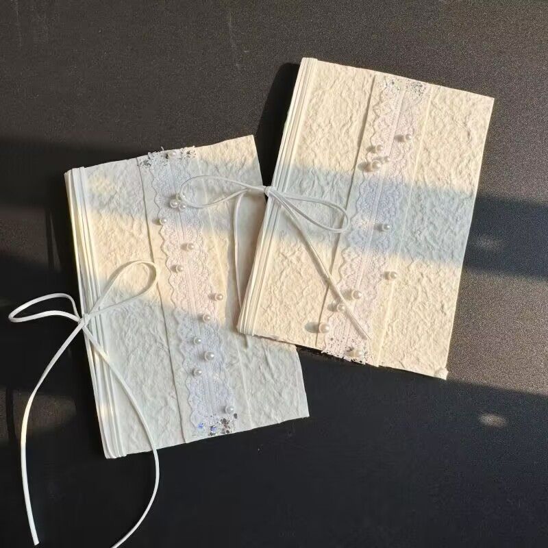 Wedding Vow Card Niche Wedding Paper Hand-Painted Simple White Texture Pearl Speech Book