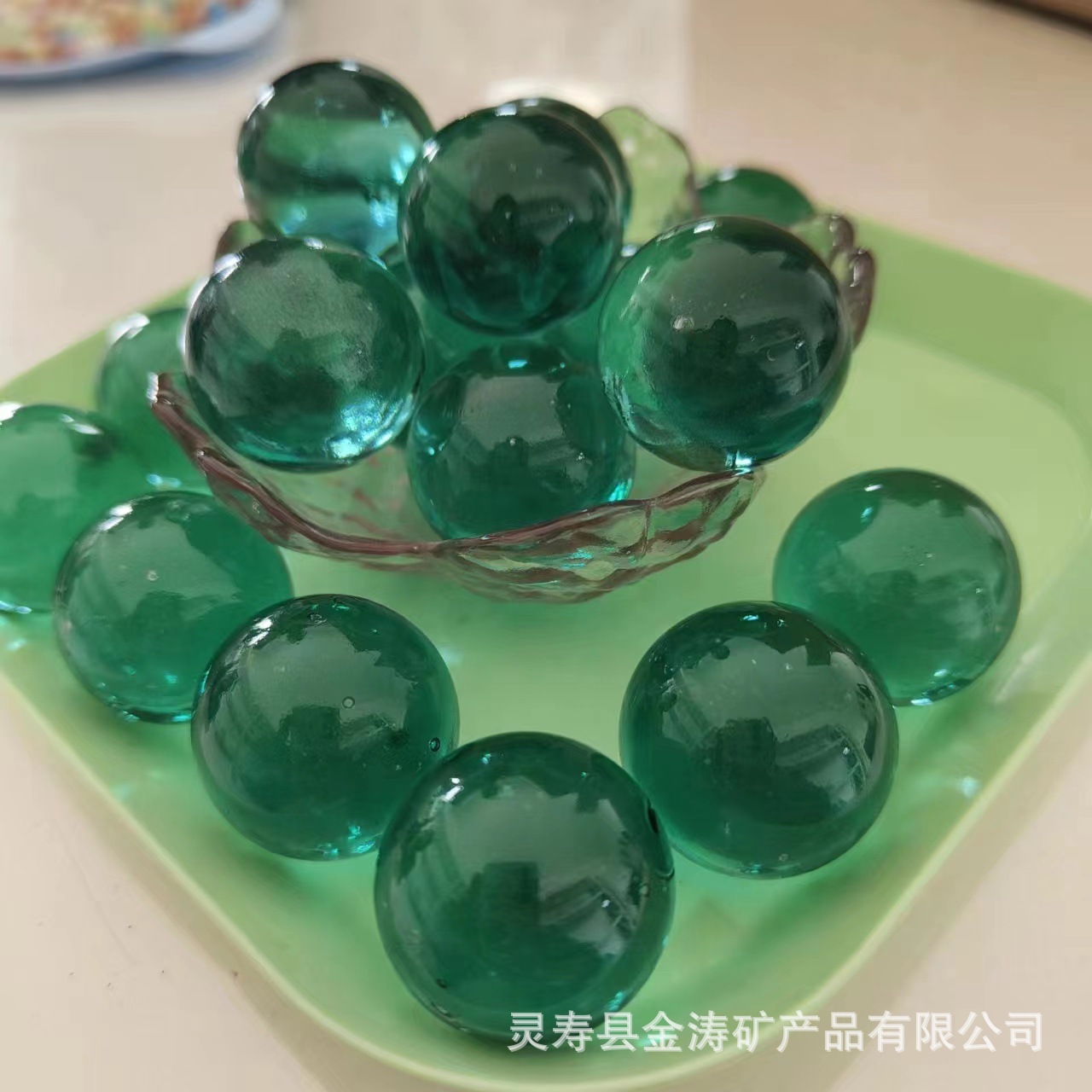 Factory wholesale green glass marbles children's game machine 14mm 19 mm25mm special glass beads
