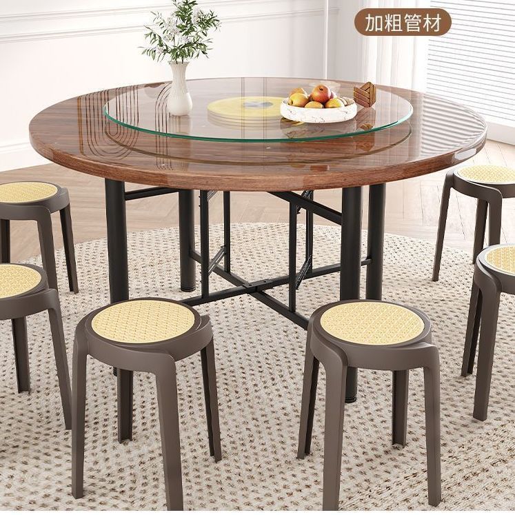 Solid Wood Foldableing Dining Table for 10 and 15 People, Large Round Table with Turntable for Home Restaurant, Canteen Restaurant Round Table Top