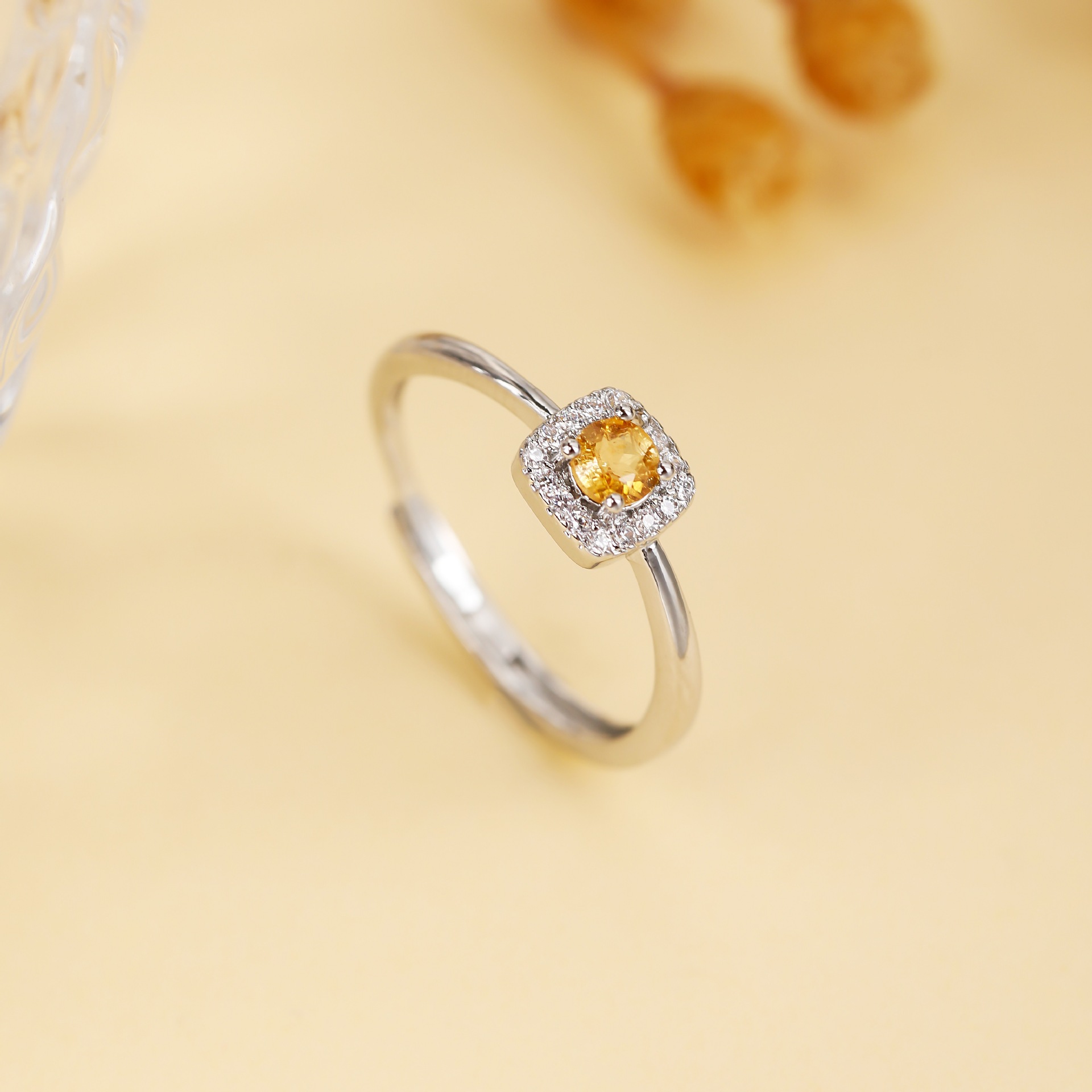 Tr-024 Natural Colored Gemstone Ring Wholesale Inlaid Tourmaline/Transparent/Purple Tooth Black 4mm Gemstone Fashion Opening