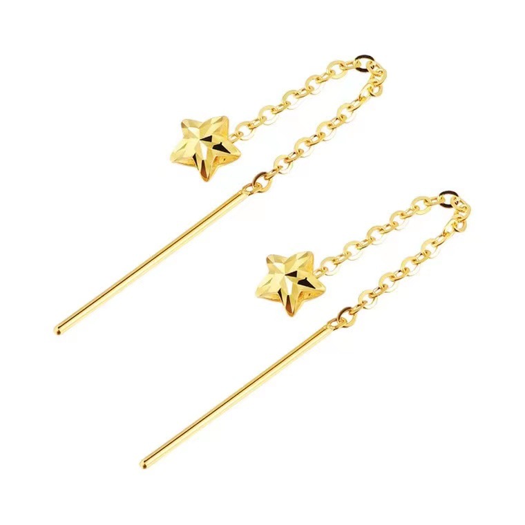 18K Gold Five-Star Ear Wire Au750 Gold Earrings Gold Store Small Gift Fashionable and Versatile Handmade Gift for Mom