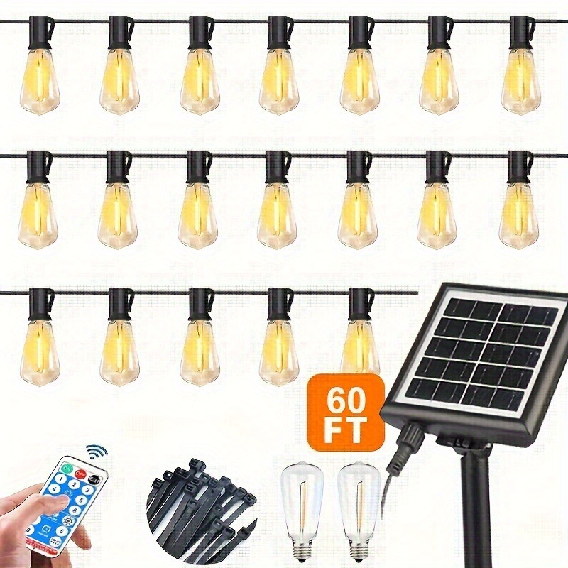 2026 New Cross-Border Dropshipping 48/60/100 Feet Solar String Lights (Suitable for Outdoor Light Bulbs