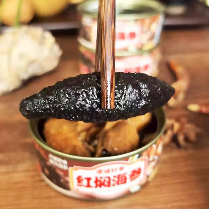 Sea Cucumber Ready-To-Eat Stewed Sea Cucumber Canned Cooked Seafood Nutritious Meal Side Dish Buddha's Leap Whole Sea Cucumber 100G/Can