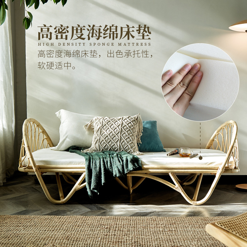 Natural Real Rattan Kidsren's Bed B&B Hotel Single Kids Bed Ins Scandinavian Japanese Rattan Bed Rattan Chair Sofa Bed