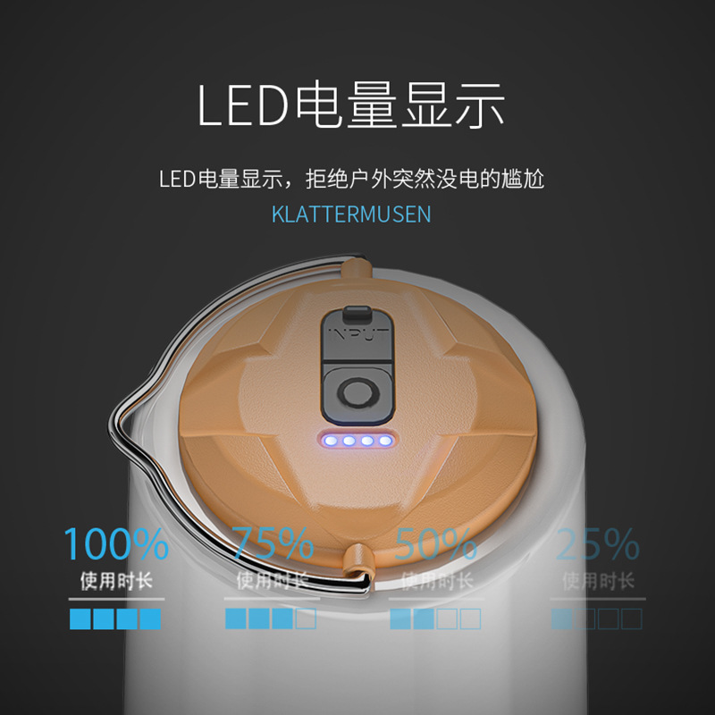 Smiling Shark Outdoor Camping Highlight Warm Light USB Wire Charging Charged Display Hook Design Large Floodlight Camping Light