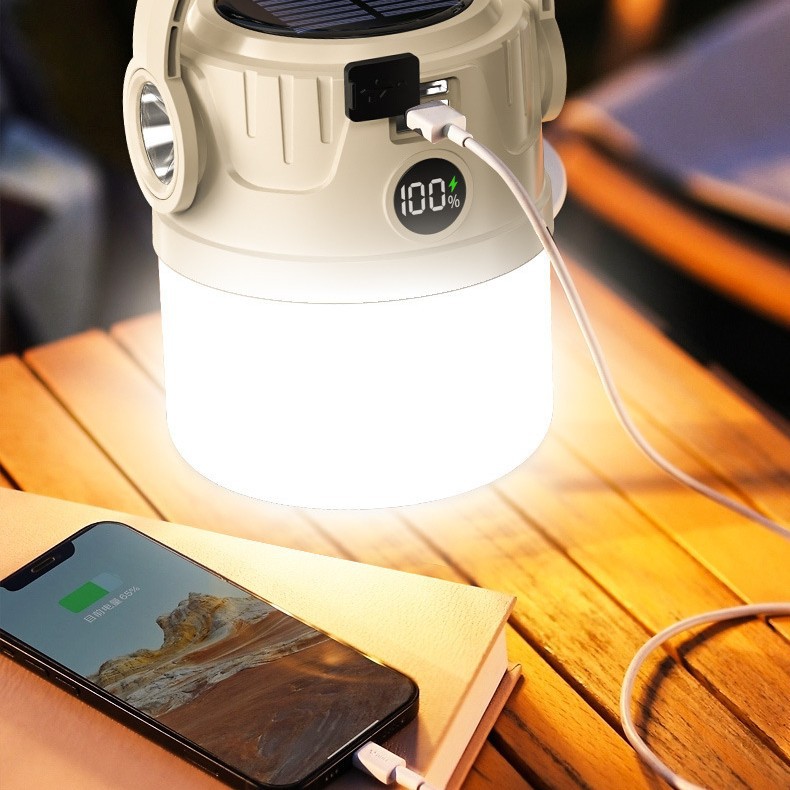 LED Multifunctional Solar Camping Light Home Emergency Night Market Stall Light Outdoor USB Charging Camping Stall Light