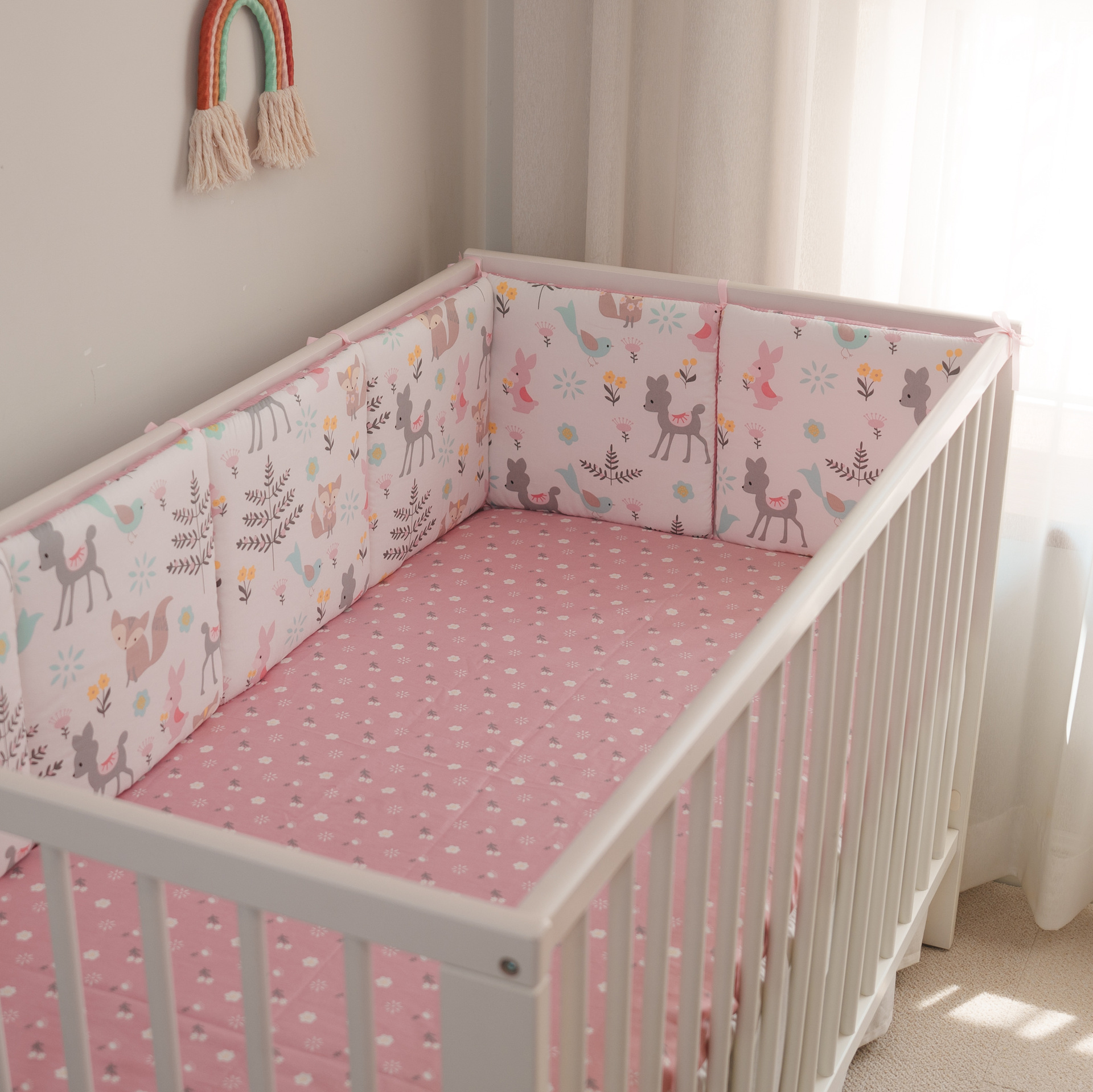 Baby bed circumference newborn bedding baby anti-collision fence cotton pink Fox 30*30*6 whole wash
