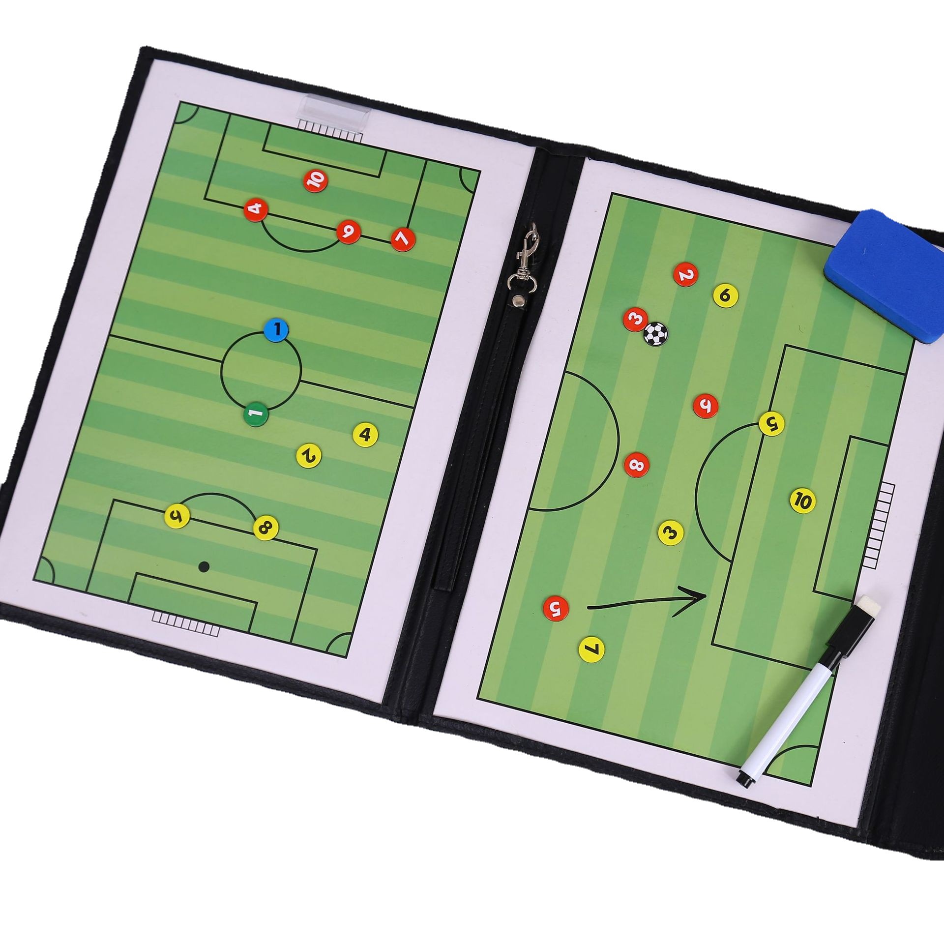 Football tactical board color 2.5 fold basketball coach this leather teaching board magnetic with pen factory long-term supply
