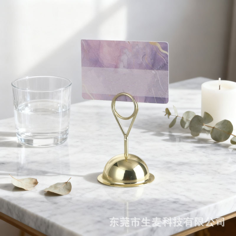 Cross-Border Wedding Stainless Steel Table Card Menu Table Card Hotel Restaurant Tabletop Vertical Seat Clip Banquet Sign-In Table Number