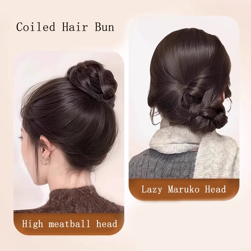 Low-Tie Feather Bun Hair Tie Wig for Women, Natural Realistic Hair Accessory, Lazy Bun Hairpiece