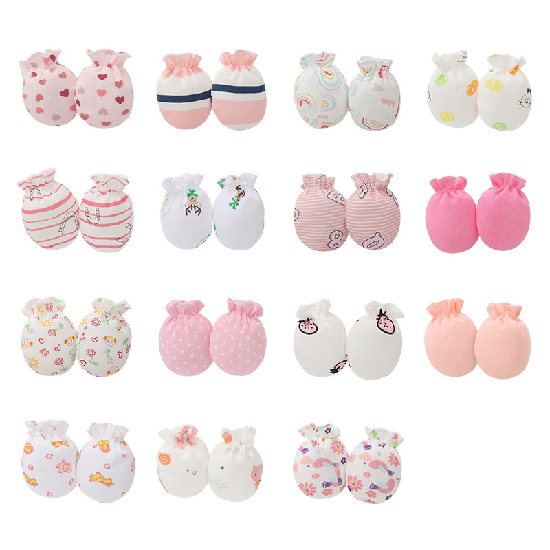 Foreign Trade European and American Newborn Anti-Scratch Gloves Baby Gloves Baby Protective Gloves with Many Patterns
