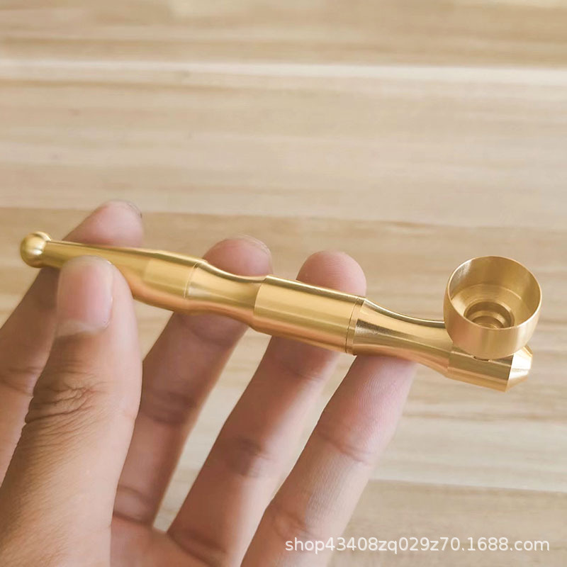 Короткий держатель для сигарет из латуни, портативная старая медная труба с фильтром, для сухого табака, двойного назначения, съемная, для чистки, оптовая продажа