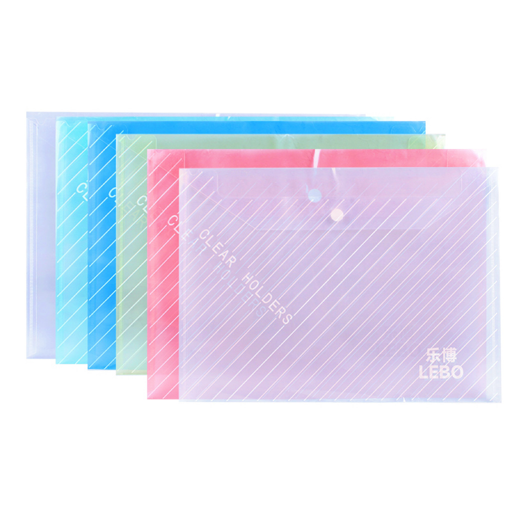 Pp Snap Button Bag Document Bag Transparent A4 Storage Bag File Bag Printed Button Bag Information Bag Pencil Case Subject