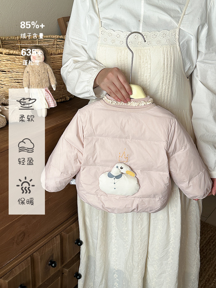 Girls' down Jacket 2025 New Stylish Autumn and Winter Baby Girl 90% White Duck down Coat Infant Warm A-Class