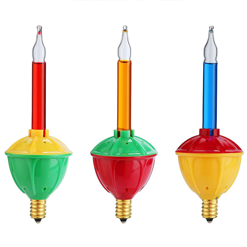 Wanyi Customized Cross-Border American Standard Colorful Adjustable Glass Artificial Candle Lamp Holiday Venue Layout Atmosphere Light Bulb