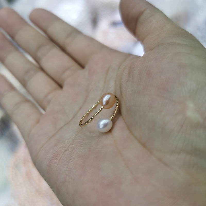 Pearl Ring 4-5mm Freshwater Pearl Monochrome Mixed Bead Pearl Opening Adjustable Middle Finger Joint Ring
