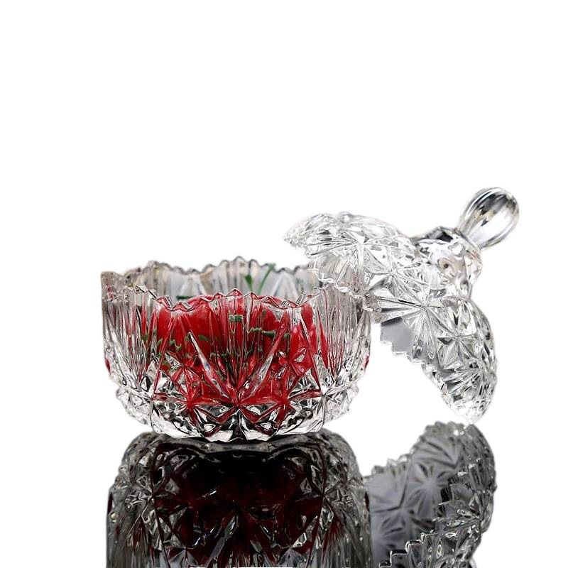 European Glass Candy Jar Transparent Storage Jar with Lid Fruit Bowl Seasoning Box Tea Jar Ashtray Return Gift Set
