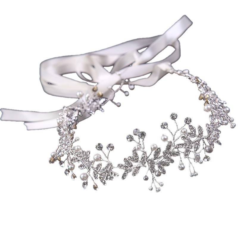 Activities Korean-style White Handmade Crystal Headwear Bridesmaid Bride Wedding Dress Wreath Hair Accessories Korean-style Pearl Head Flower Hair Band