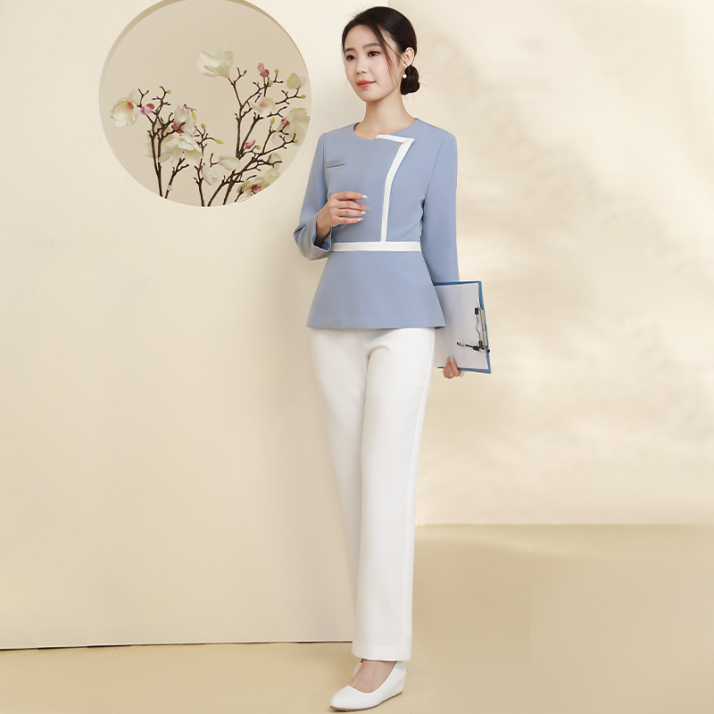 Xiangchunniao Beautician Work Clothes for Women Spring & Fall Medical Beauty Oral and Dental Front Desk Nurse Uniforms Women's Long-Sleeved Split Suit