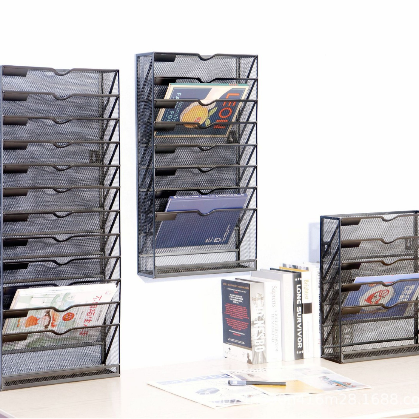 Shichen 5-Layer Office Cultural and Education Bookshelf Desk Desktop File Rack Storage Iron Multi-Function