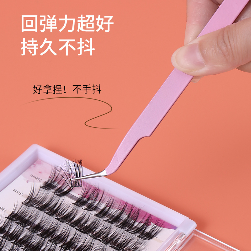 False Eyelash Color Tweezers Gold Feather Clamp silver Tweezers Elbow Pointed Suction Card Packaging
