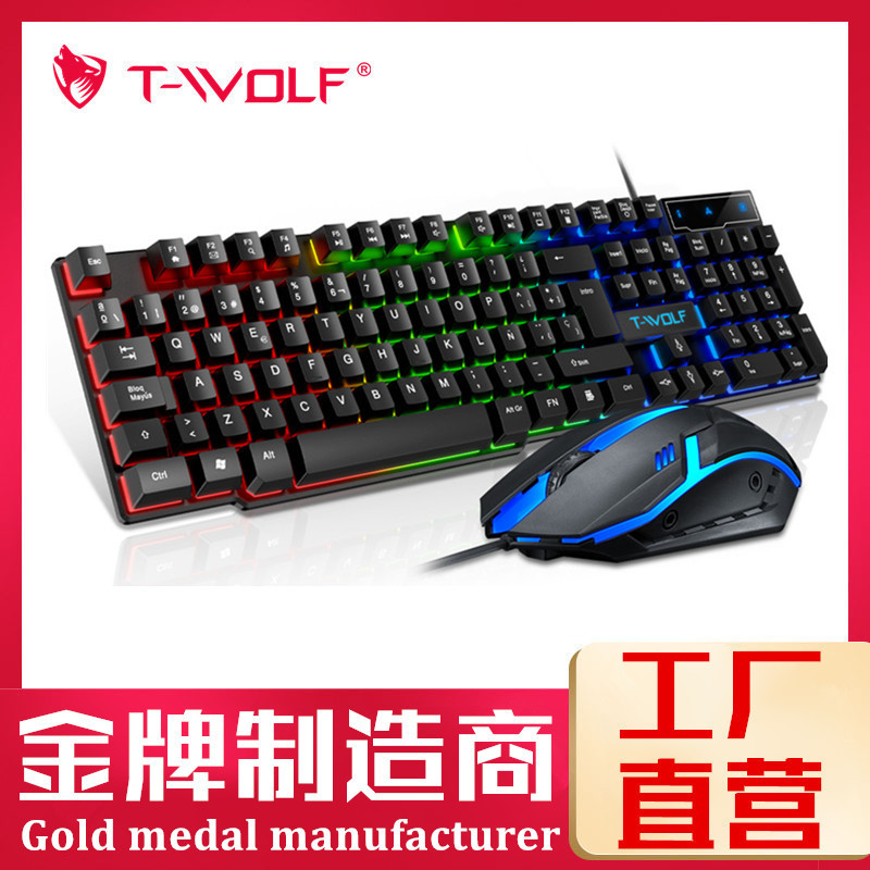 Комплект клавиатуры и мыши Twolf Thunder Wolf Tf200 с подсветкой RGB для игр