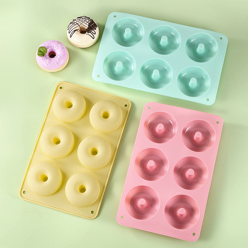 Food Grade 6 Silicone Donut Macaron Color Round Donut Mold Cookie Baking Tools