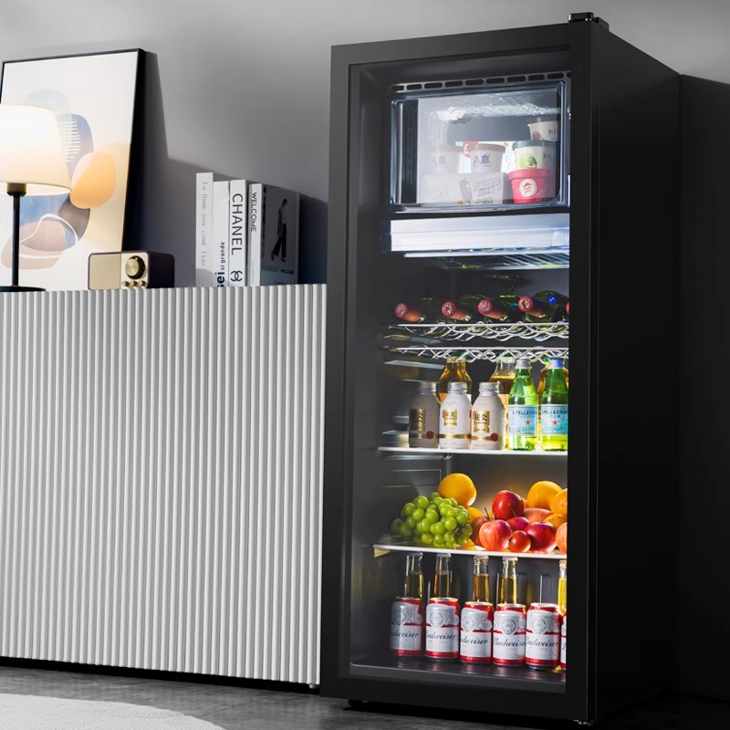 Xinfei Ice Bar Home Refrigerator Transparent Fridge Office Large Capacity Tea Wine Beverage Preservation Cabinet Temperature Control