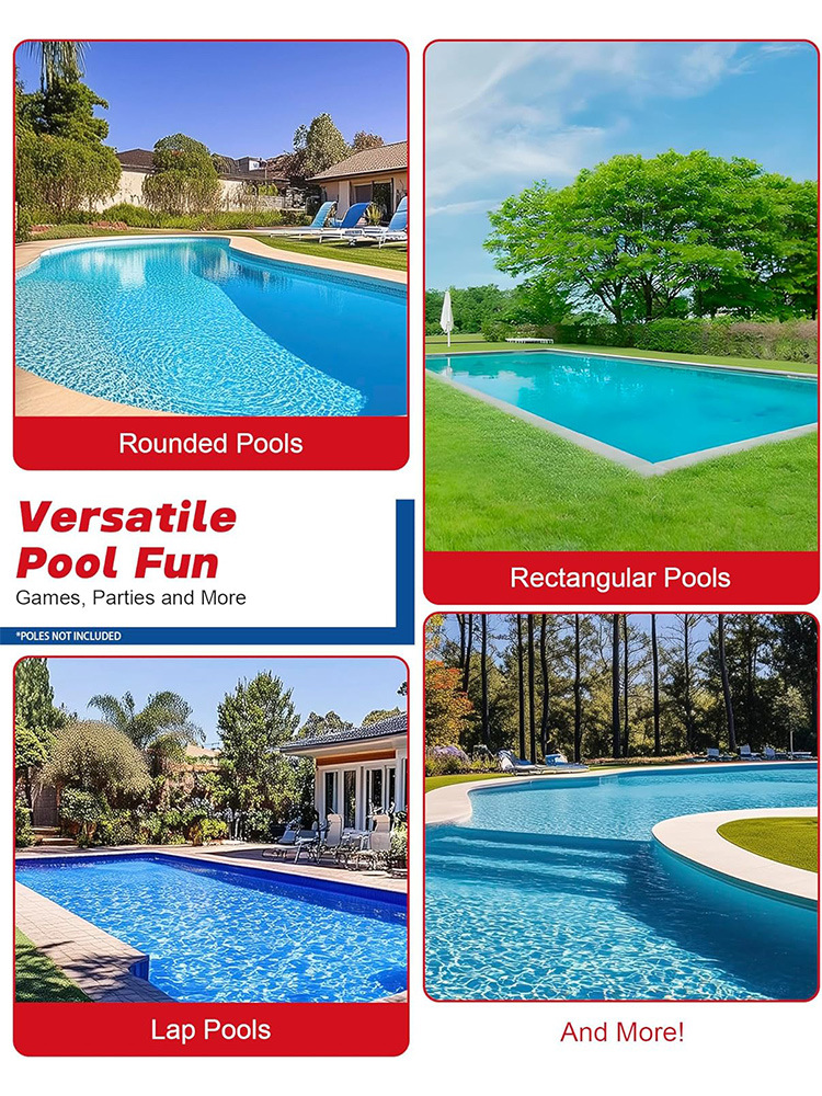 Pool Water Volleyball Net 4.5m * 0.9m Length Adjustable to 9.5m * 0.9m Upgraded Color Matching Thickening