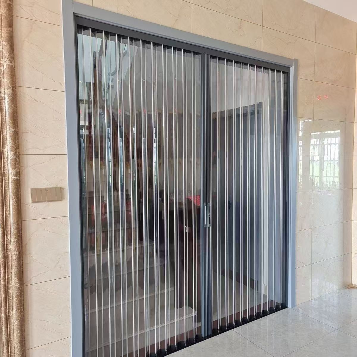 Acrylic Crystal Plate Folding Door Kitchen Balcony Bathroom Living Room Transparent Invisible Partition Folding Sliding Door Factory