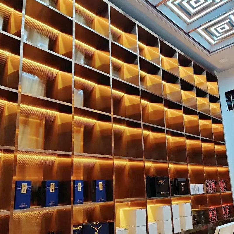 Simple and Luxurious Stainless Steel Tv Niche, Full-Wall Bookcase, Office Living Room Decorative Cabinet, Floor-Standing Steel Cabinet Niche