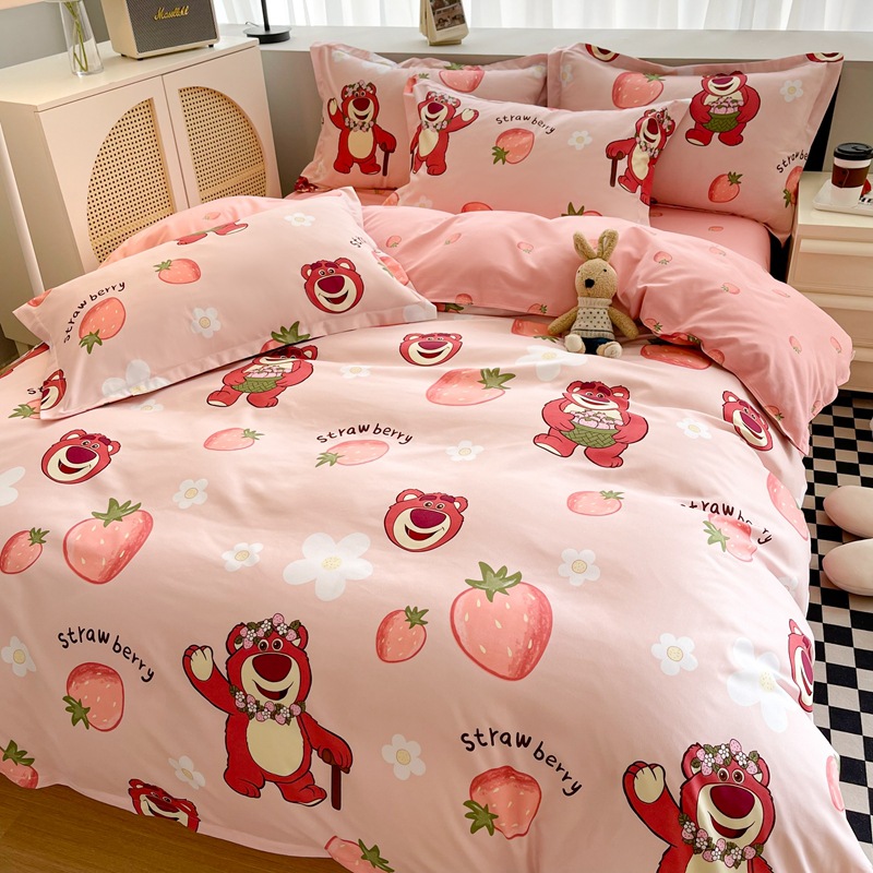 [Cartoon Authentic Authorization] Cartoon Printed Four-Piece Set Washed Cotton Three-Piece Quilt Cover Sheets Gift Wholesale