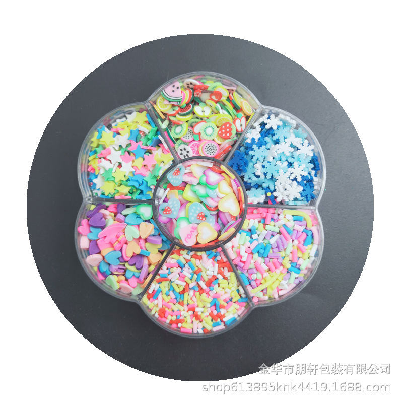 Manufacturers supply 3 grams of bagged soft pottery fruit pieces soft pottery particles soft pottery five-pointed star love snowflake round slices