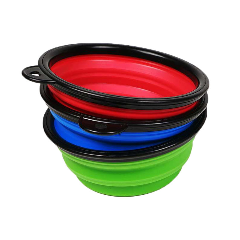 Pet Folding Bowl Silicone Dog Bowl Anti-knock Dog Food Basin Dog Rice Bowl Cat and Dog Food Supplies Dog Food Basin
