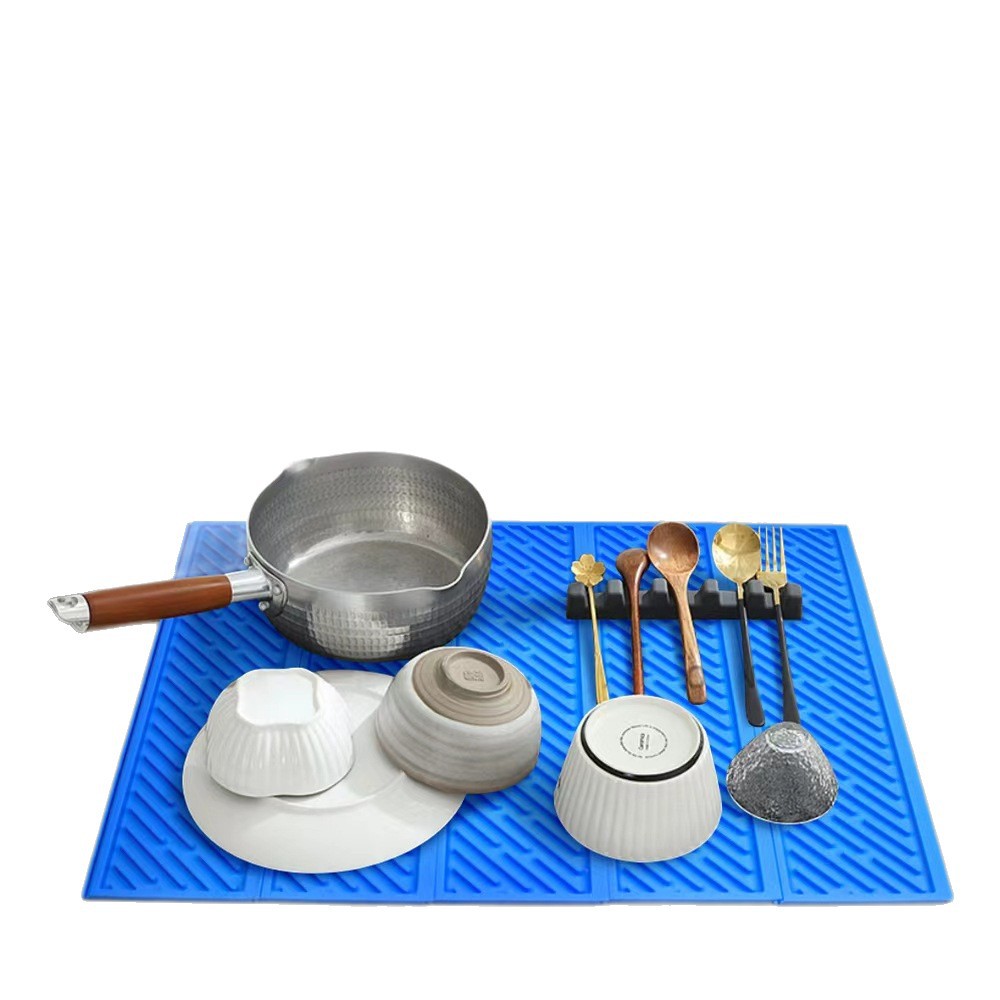 Silicone Drain Pad Sink Diversion Kitchen Fruit and Vegetable Dish Drain Drying Pad Household Countertop Pot Pad Insulation Pad