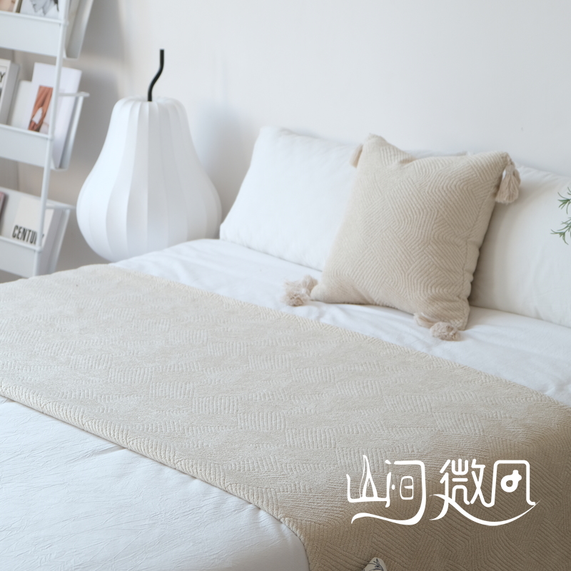 Wabi-Sabi Vintage Style Bed End Blanket, Bed End Towel, Blanket, Bed Towel, Cover Blanket, Bed Flag for Guesthouses, Hotels, Inns, Coffee Color, Brown