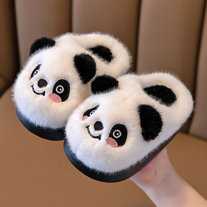 [Parent-child] children's boys and girls baby cartoon panda soft bottom warm non-slip thick bottom home cotton slippers winter