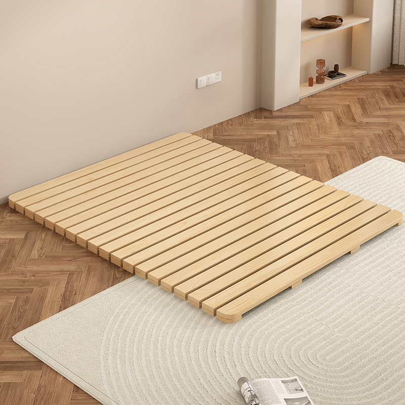 Solid Wood Floor Bed Thickened Hard Bed Board Tatami Moisture-Proof Breathable Row Frame Rental Room Foldableing Floor Bed Frame