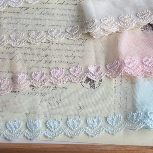 Wholesale in stock handmade DIY accessories Japanese cotton mesh cotton thread heart-shaped mesh embroidery lace width 6cm